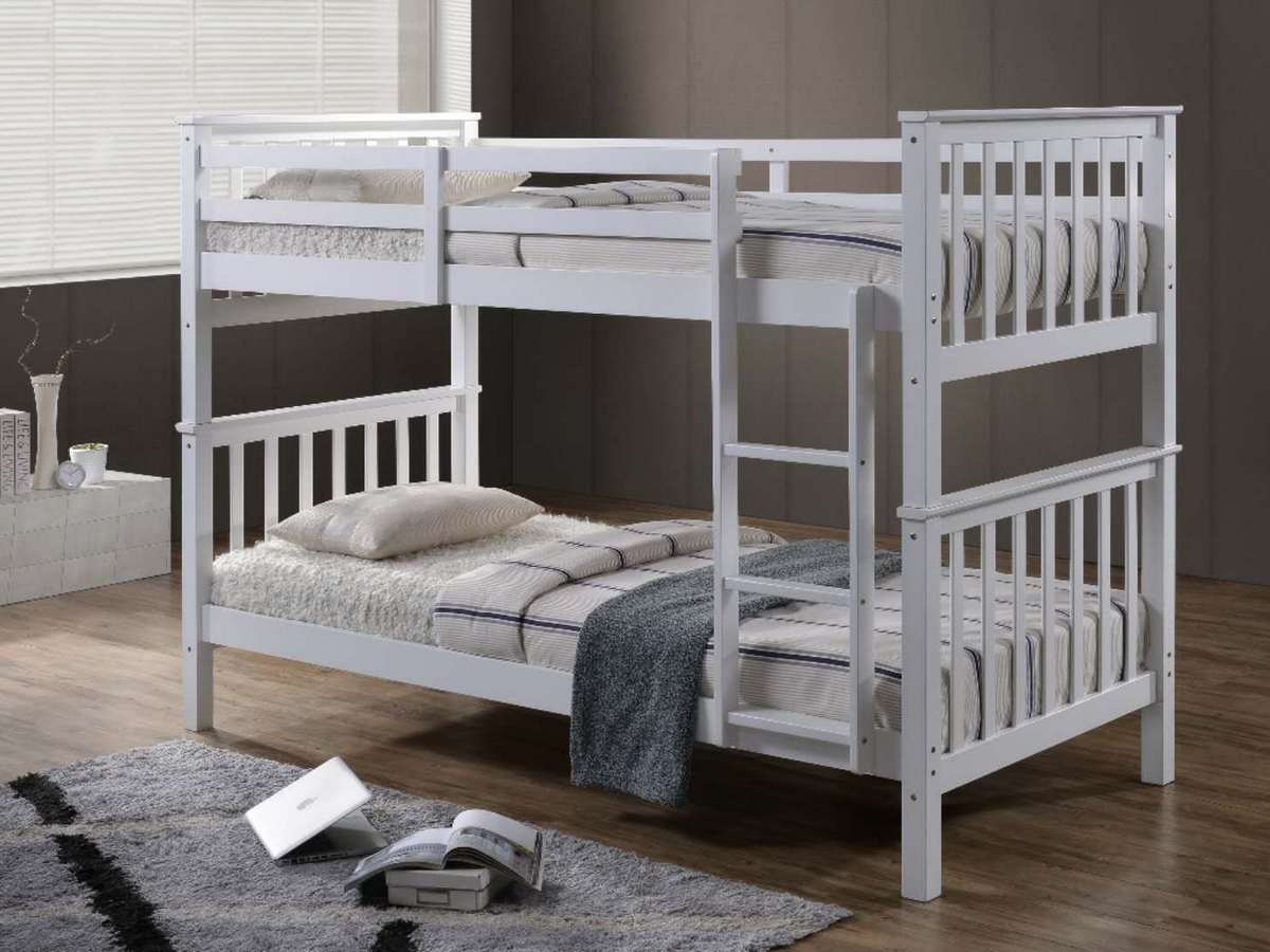 Naples WB2001 3FT Single Hudson Wooden Bunk Bed - White. 