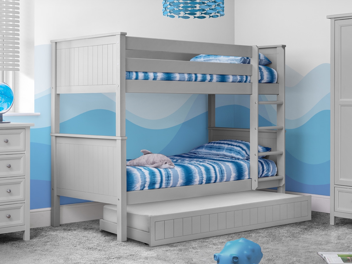Clearance - Maine Wooden Bunk Bed With Underbed - Dove Grey