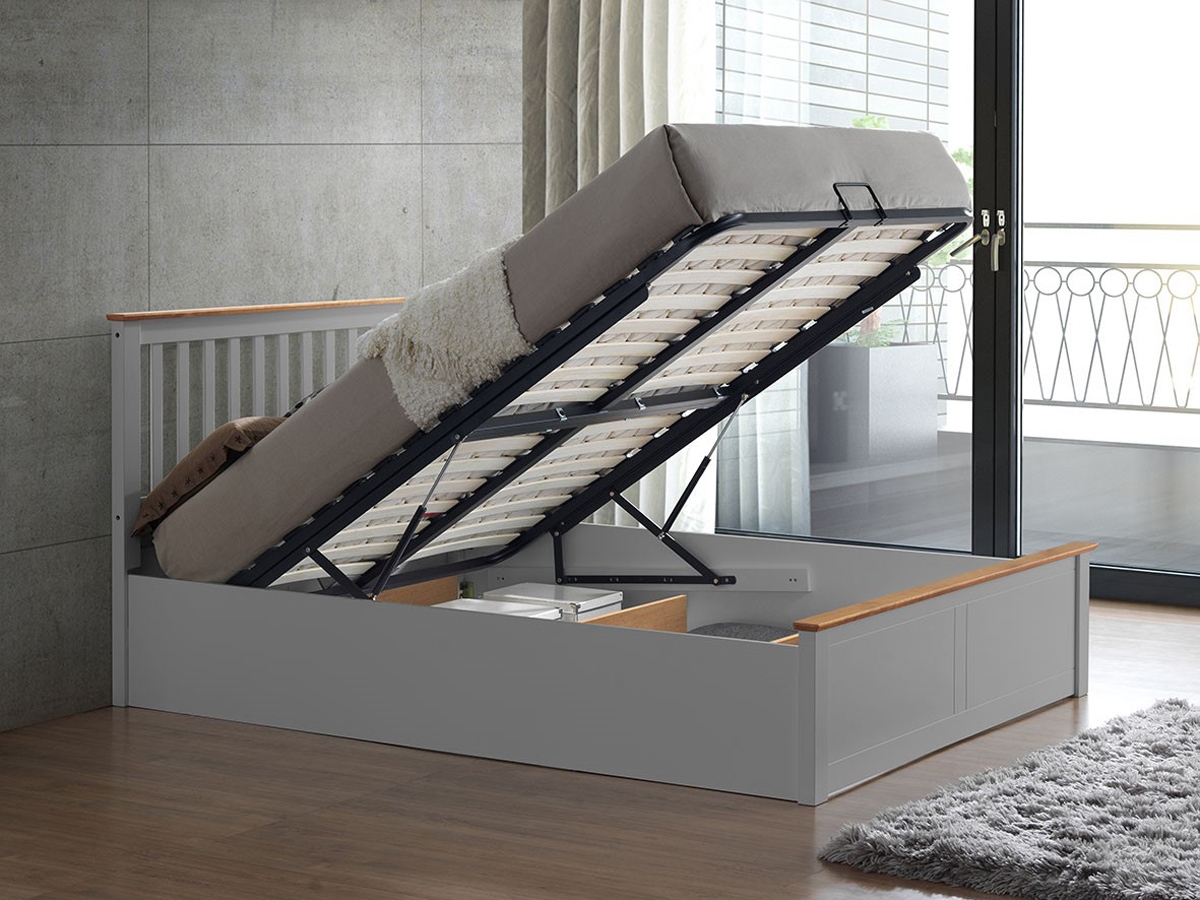 Bedmr Malmo Wooden Ottoman Bed - Grey