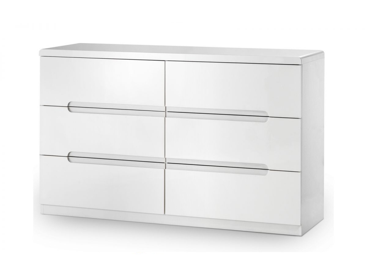 Manhattan 6 Drawer Wide Chest - White