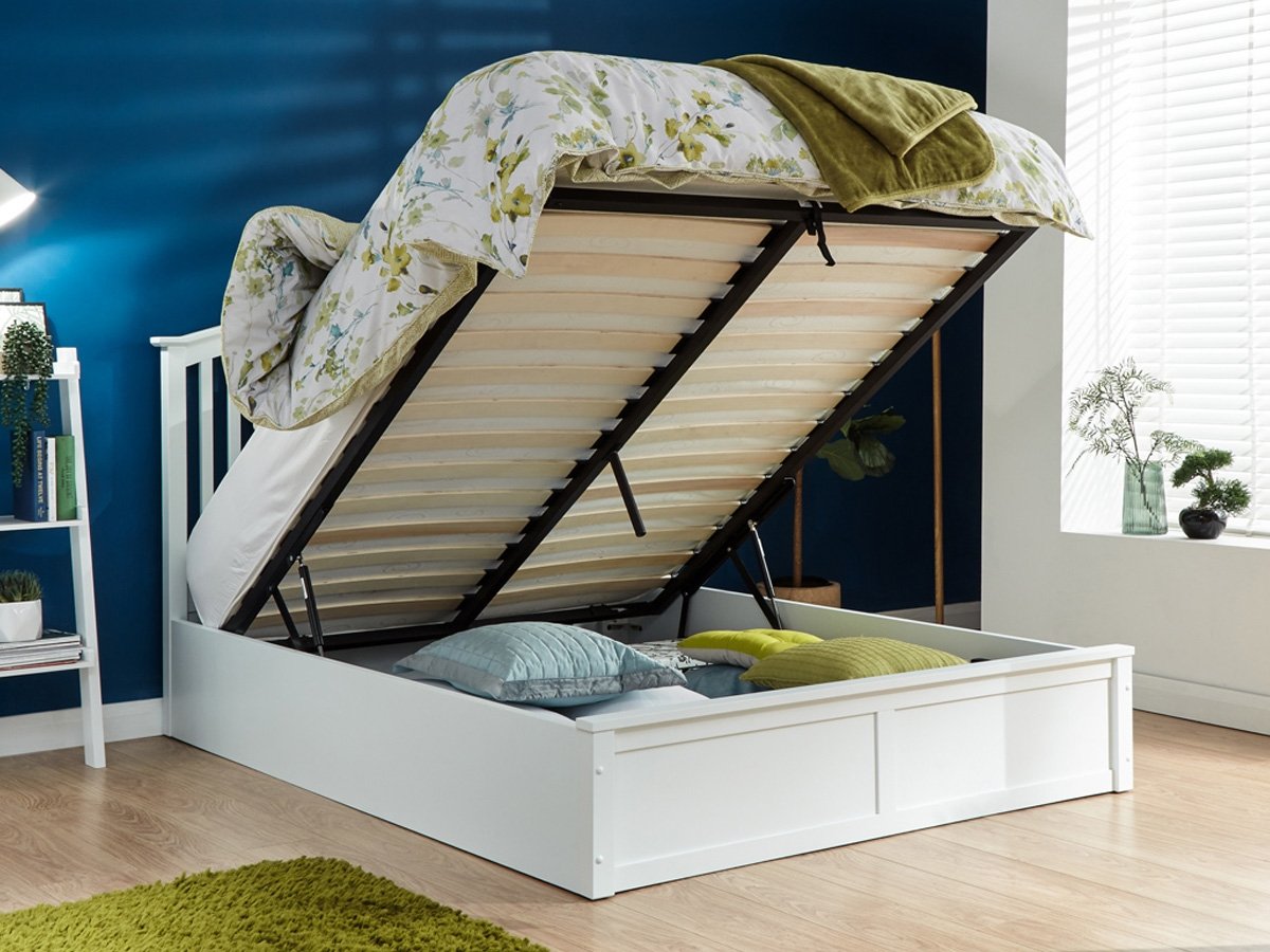 Milan Bed Company Madrid 4FT 6 Double Wooden Ottoman Bed - White