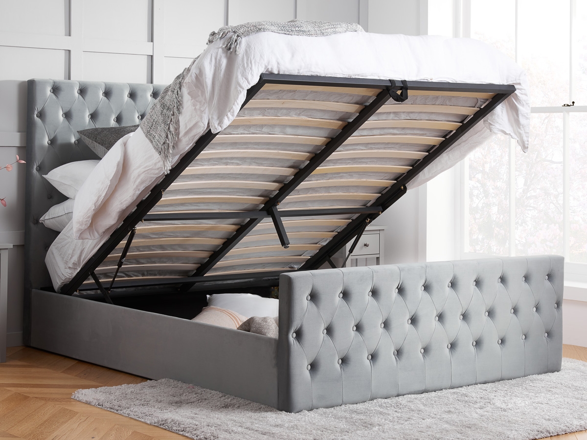 Birlea Marquis 4FT 6 Double Ottoman Bed - Grey Velvet