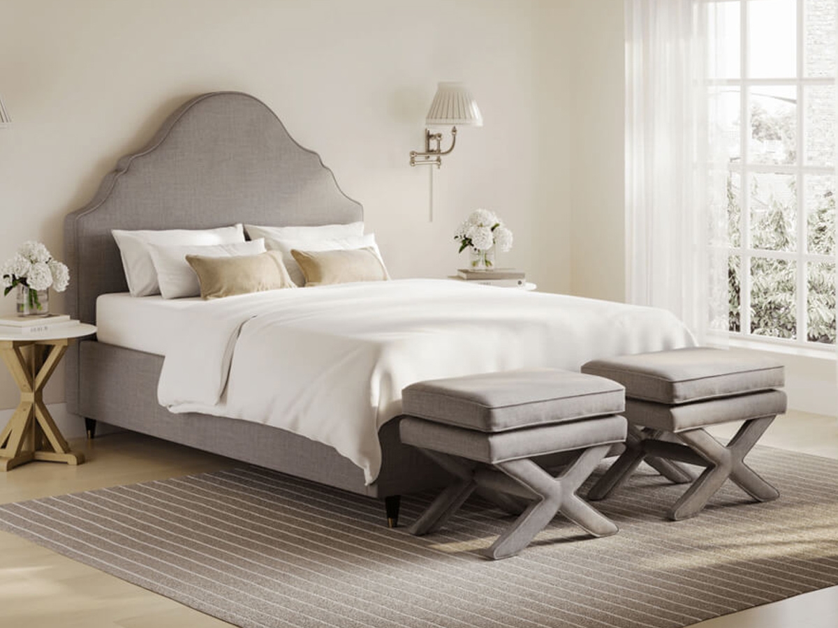 Quince 4FT 6 Double Fabric Bed - Light Grey 