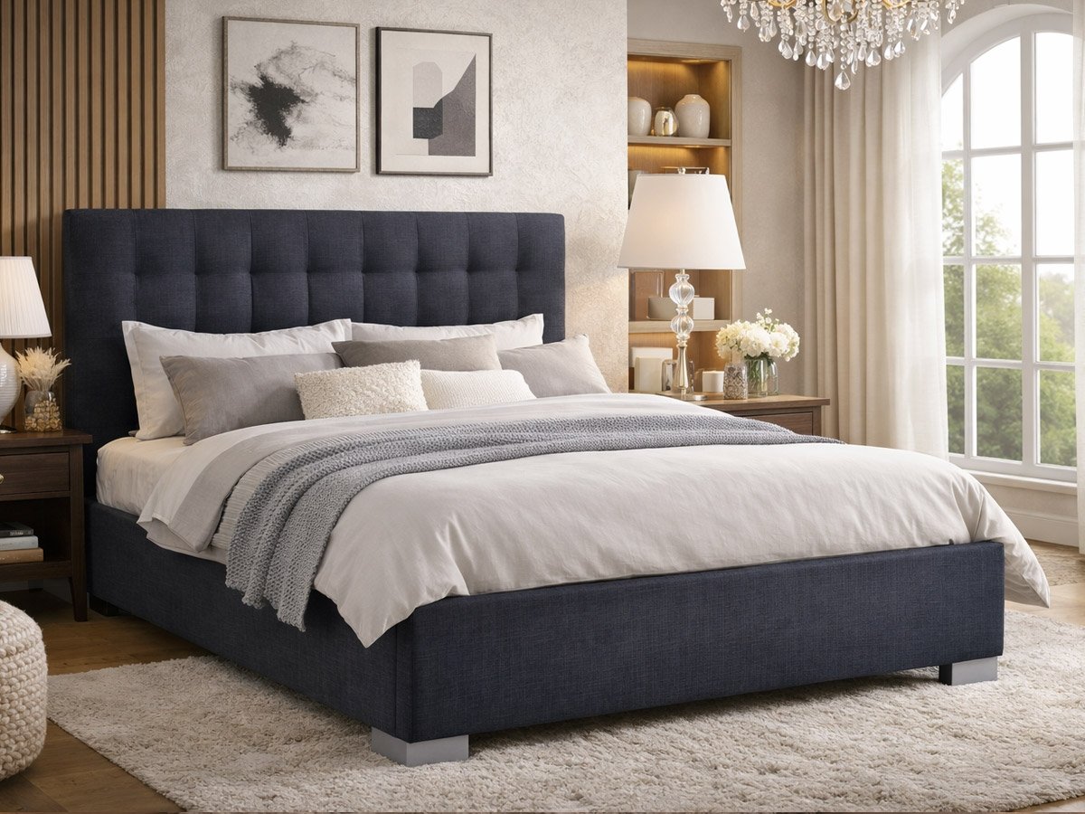 Nevada 4FT 6 Double Fabric Bed Frame - Dark Grey