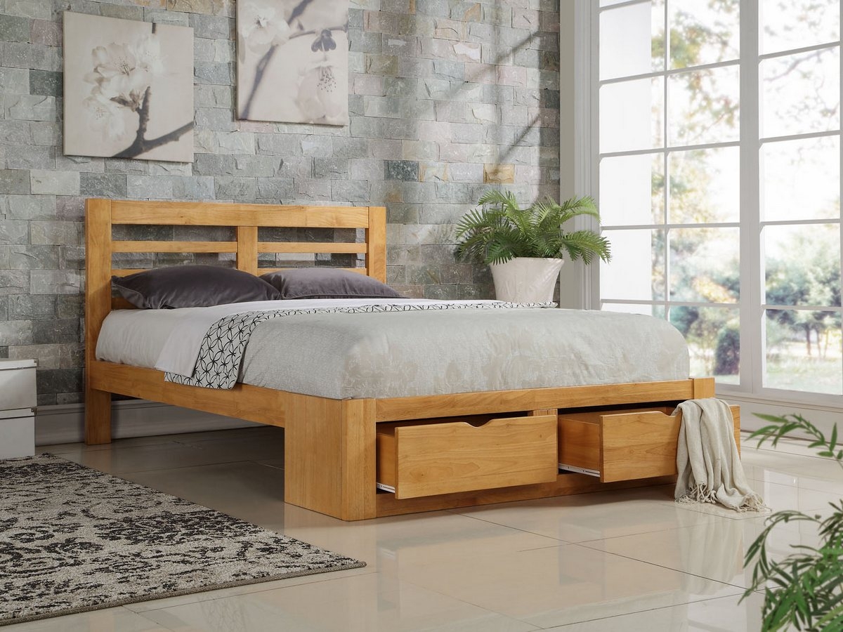 Flintshire Bretton Wooden Bed Frame - Oak. 