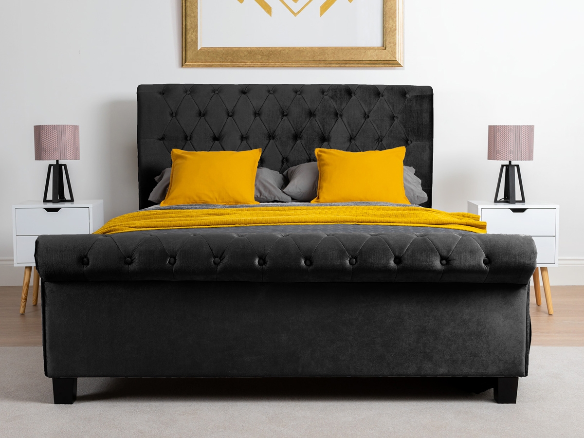 Limelight Orbit 6FT Superking Fabric Bed Frame - Black Velvet