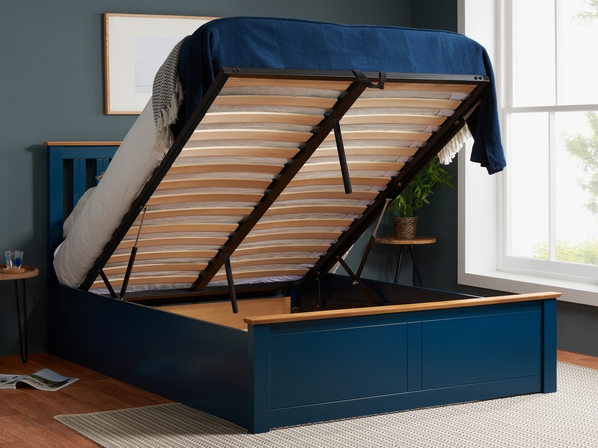 Birlea Phoenix Wooden Ottoman Bed - Blue. 