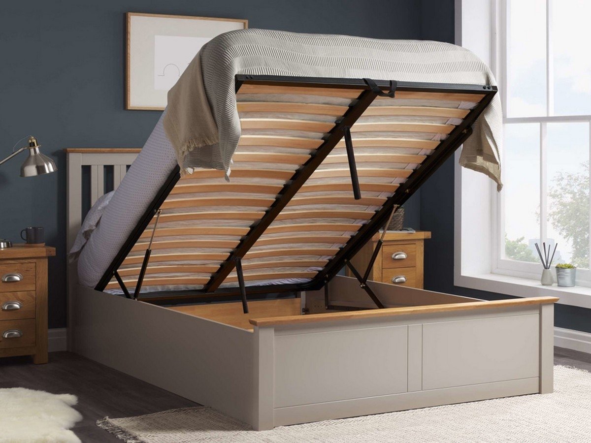 Birlea Phoenix Wooden Ottoman Bed - Pearl Grey.