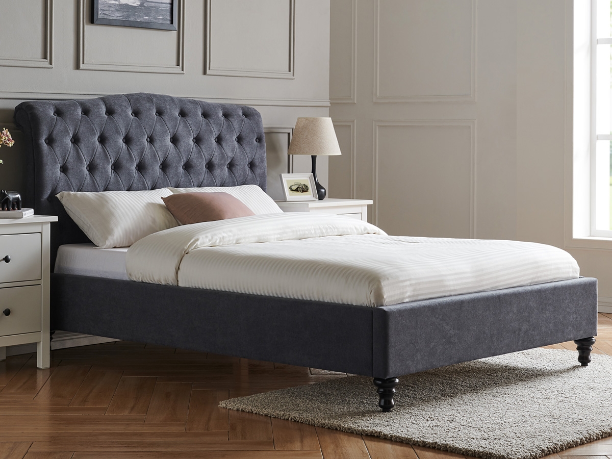 Rose 3FT Single Fabric Bed Frame - Dark Grey