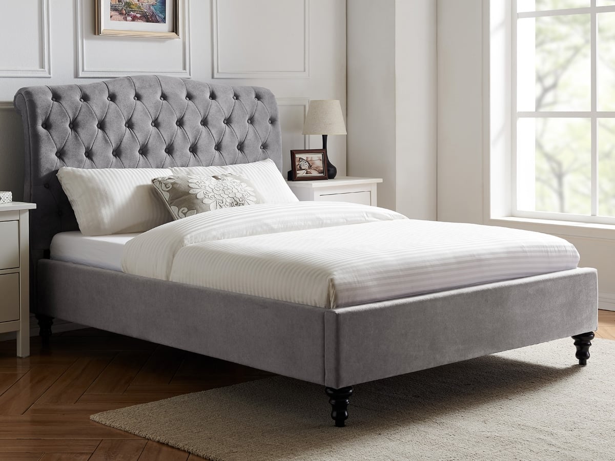Limelight Rosa 4FT 6 Double Fabric Bed Frame - Grey. Bed size