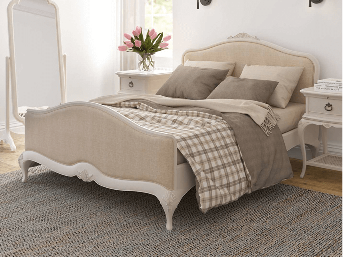 Willis Gambier Ivory Upholstered Bed Frame. 