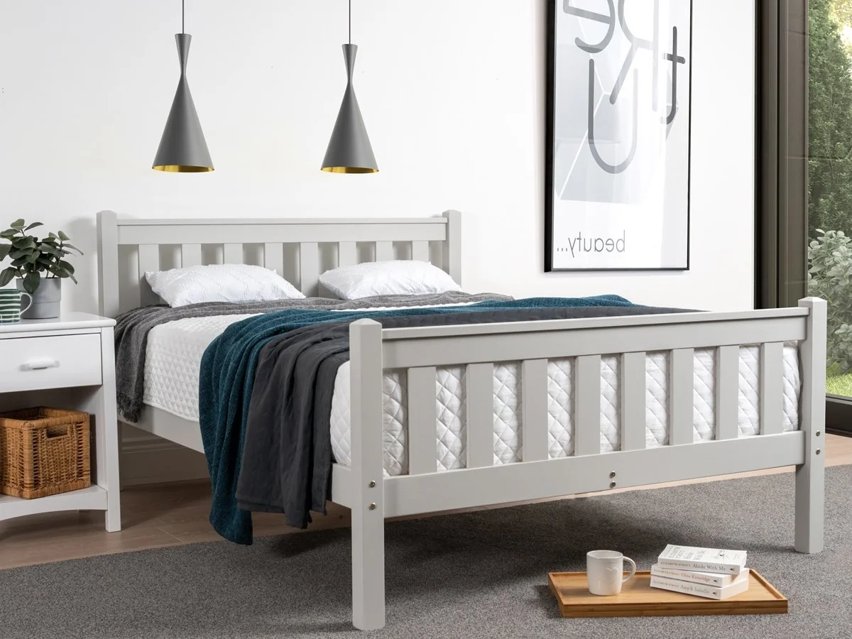 Nordic Mill Shake High 3FT Single Wooden Bed Frame - Grey