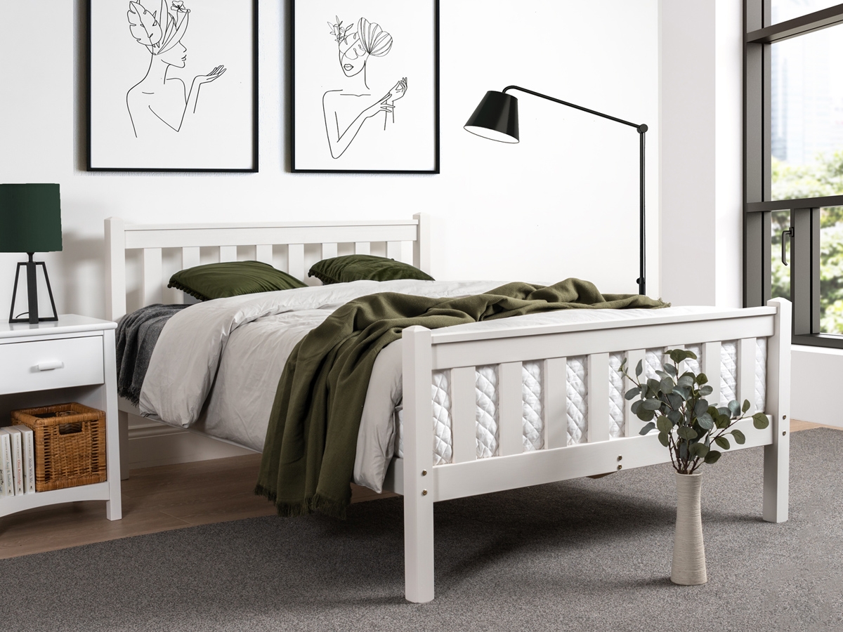 Nordic Mill Shake High 4FT 6 Double Wooden Bed Frame - White