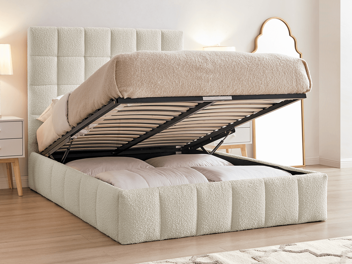 Starla 4FT 6 Double Ottoman Bed - Ivory. Priced £479. 