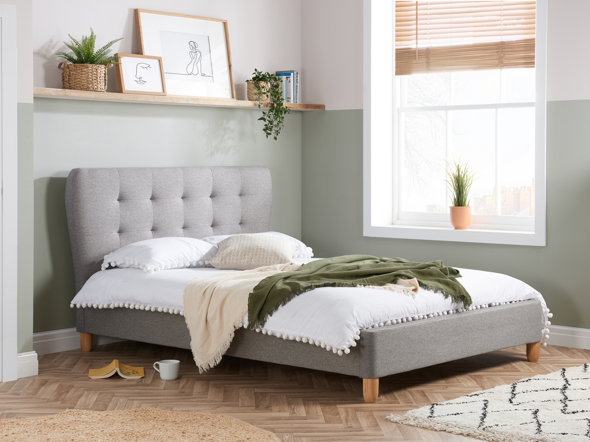 Birlea Stockholm Fabric Bed Frame - Grey. 