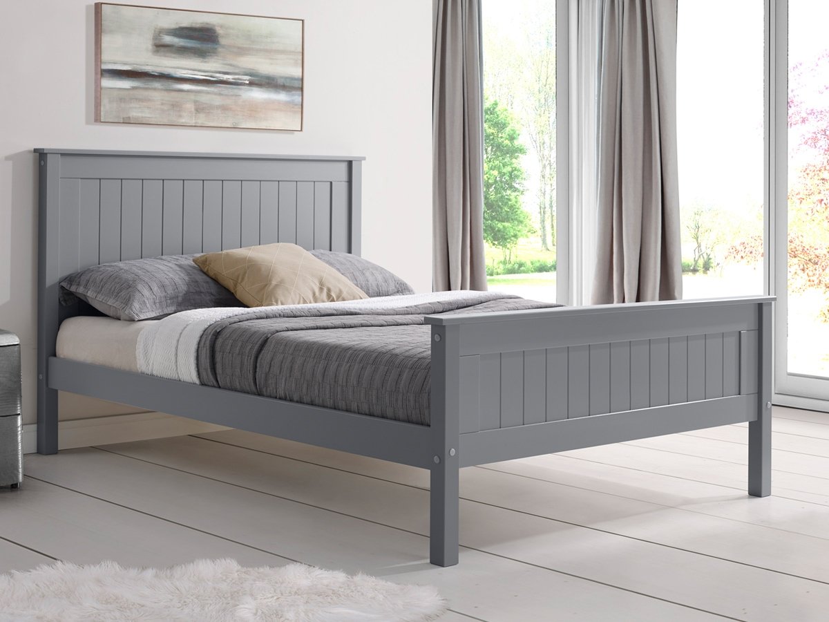 Taurus High 3FT Single Wooden Bed Frame - Grey