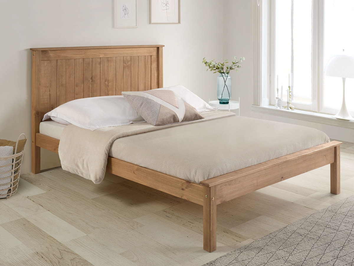 Taurus Low Wooden 3FT Single Bed Frame - Pine