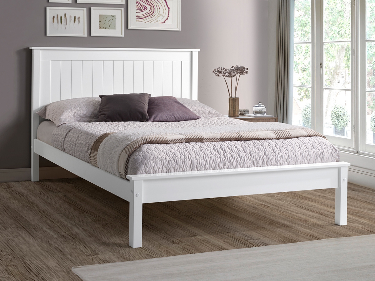 Taurus Low Wooden Bed Frame - White