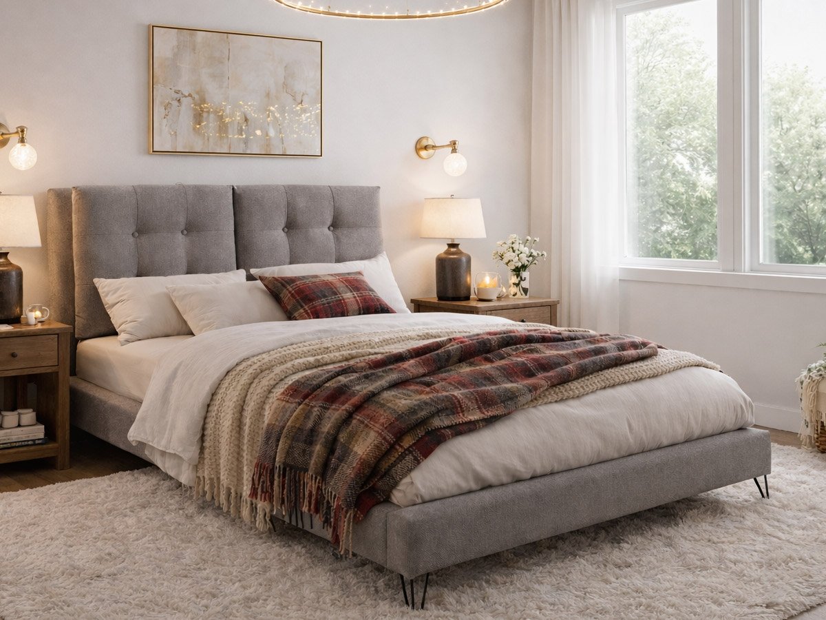Tuscany 4FT 6 Double Fabric Bed Frame - Grey