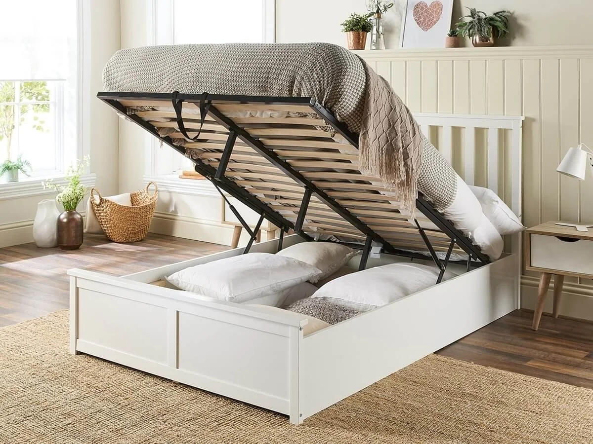 Timberland 4FT 6 Double Wooden Ottoman Bed - White Bed Frame.