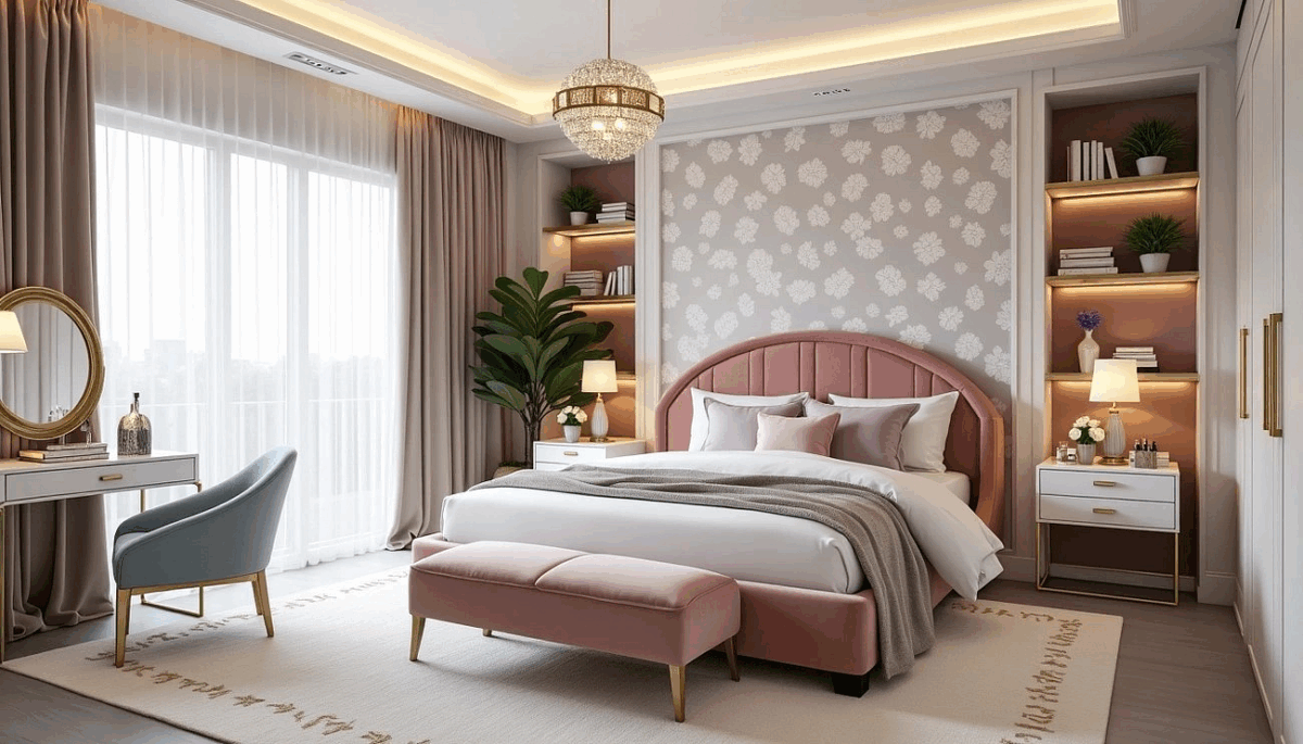 Feminine Bedroom Ideas, pink bed.