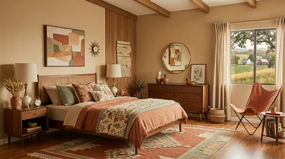 Vintage bedroom ideas. Rattan bed.