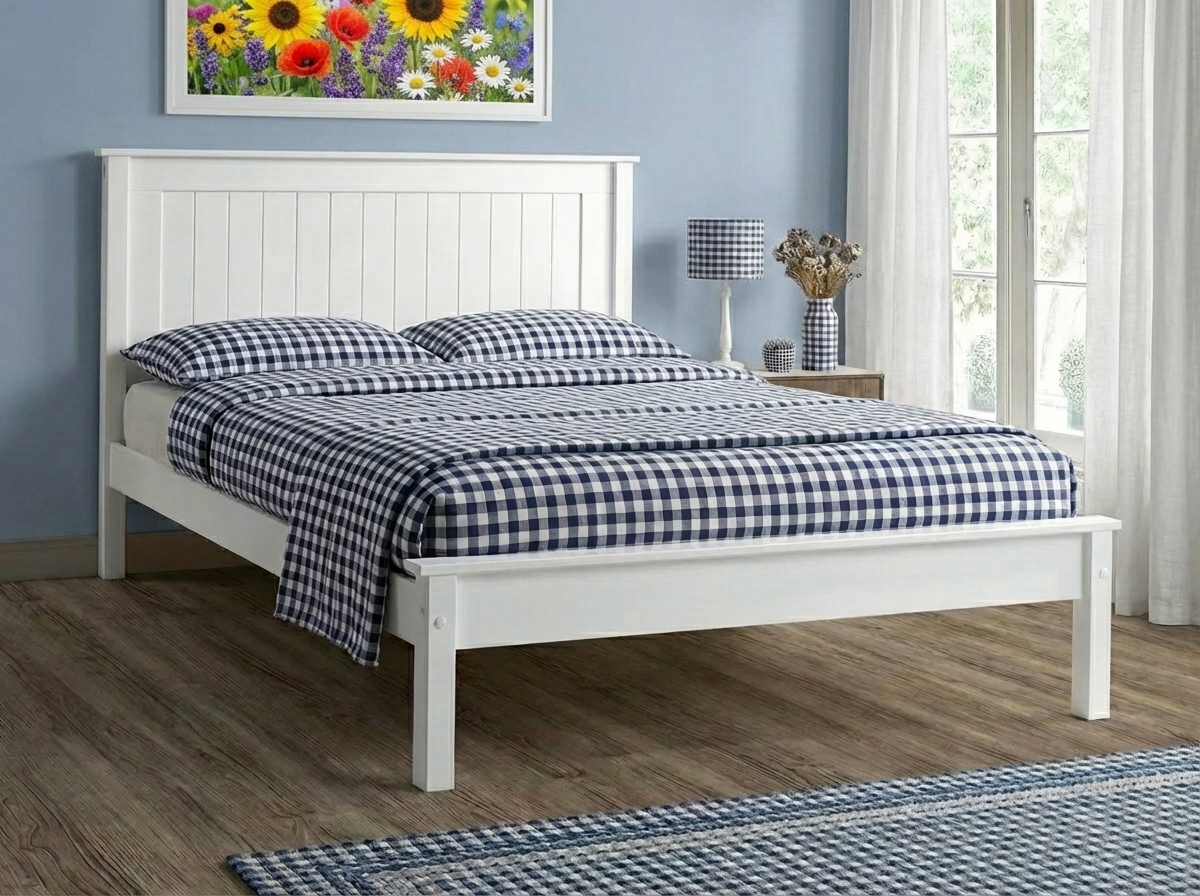 Taurus Low 4FT 6 Double Wooden Bed Frame - White Bed Frames. 